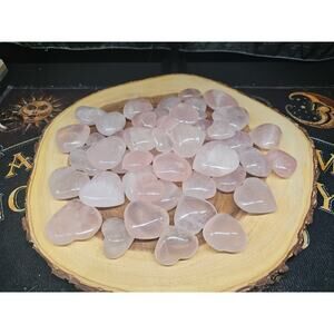 5Pcs Natural Pink Rose Quartz Crystal Heart Carved Palm Stone